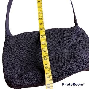 Chocolate brown woven mini handbag, fully-lined